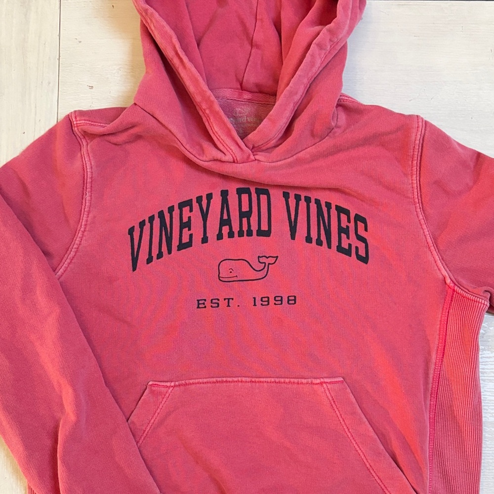 Vineyard Vines Coral Hooded Kids Sweatshirt with Whale Logo